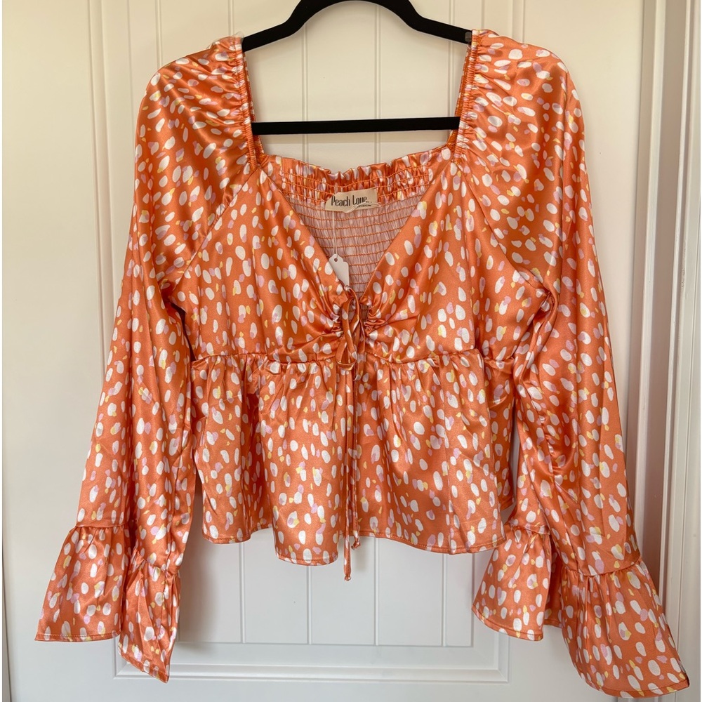 Peach love California silky baby doll blouse